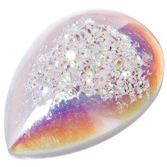 Pear White Opal Titanium Agate Druzy 25x18mm Teardrop Cabochon, 1"