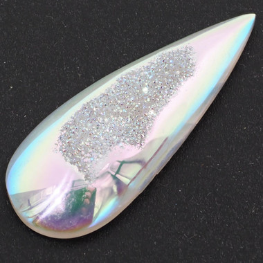 Pear White Opal Titanium Agate Druzy 39x15mm Teardrop Cabochon, 1 1/2"