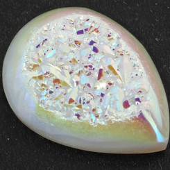 Pear White Opal Titanium Agate Druzy 20x15mm Teardrop Cabochon, 3/4"