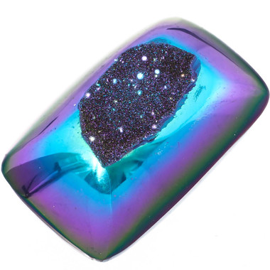 1 3/8" Rectangle Peacock Purple Green Titanium Druzy Cabochon