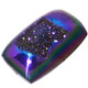 1" Rectangle Peacock Purple Green Titanium Druzy Cabochon