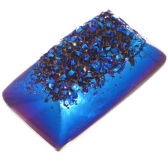 1 3/4 Rectangle Cobalt Blue Titanium Agate Druzy Cabochon