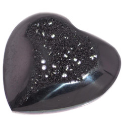 3/4 Heart Black Knight Titanium Druzy Cabochon
