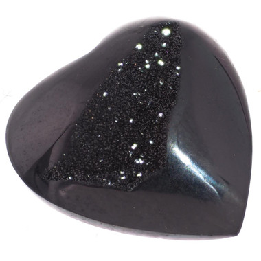 3/4 Heart Black Knight Titanium Druzy Cabochon