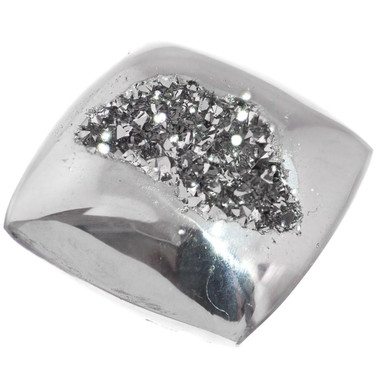 Us-made Square Silver Mist Titanium Druzy Drusy Cab Cabochon, 3/4"