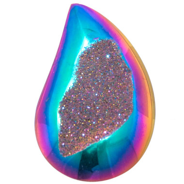Teardrop Rainbow Titanium Agate Druzy Drusy 35x23mm 32.0ct Cabochon, 1 3/8"