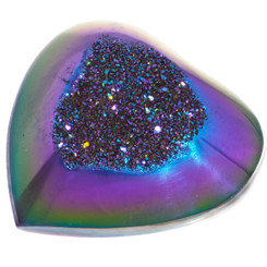 3/4" Heart Peacock Purple Green Titanium Druzy Cabochon