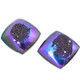 Us-made Peacock Purple Green Titanium Druzy Drusy Matched Pair Cabochon, 3/4"