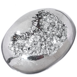 Us-made Oval Silver Mist Titanium Druzy Drusy Cab Cabochon, 1 1/2"