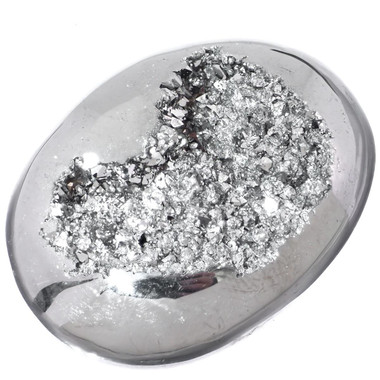 Us-made Oval Silver Mist Titanium Druzy Drusy Cab Cabochon, 1 1/2"