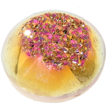 Us-made Round Strawberry Mocha Titanium Druzy Drusy Cab Cabochon, 1/2"