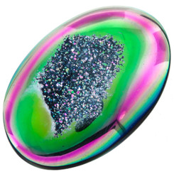 Oval Opal Titanium Agate Druzy Drusy 37x26mm Cabochon US Made, 1 1/2"