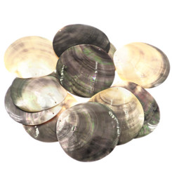 90mm Drilled Iridescent Blacklip Oyster Mother Of Pearl Shell Cab Bead, 3 9/16"