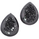 3/4 Pear Black Knight Titanium Druzy Teardrop Match Pair Cabochon