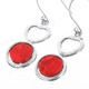 1 9/16" 925 Silver Red Coral Heart French Hook Earrings