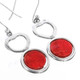 1 9/16" 925 Silver Red Coral Heart French Hook Earrings