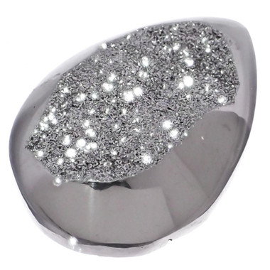 3/4" Pear Teardrop Silver Mist Titanium Cabochon