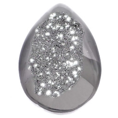 3/4" Pear Teardrop Silver Mist Titanium Cabochon