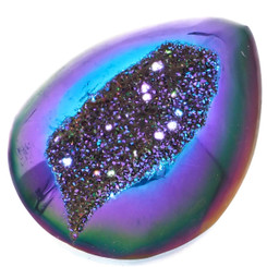 Us-made Pear Peacock Purple Green Titanium Druzy Drusy Cab Cabochon, 3/4"