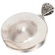 925 Silver White Oyster Mabe Blister Pearl In Shell Sterling Pendant, 1 3/4"