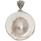 925 Silver White Oyster Mabe Blister Pearl In Shell Sterling Pendant, 1 3/4"