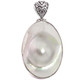 White Mabe Blister Cultured Pearl 925 Sterling Silver Pendant, 2"
