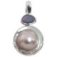 925 Silver Australian Opal Blister Mabe Pearl Pendant, 1 3/4"