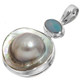 925 Silver Australian Opal Blister Mabe Pearl Pendant, 1 3/4"