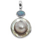 925 Silver Australian Opal Blister Mabe Pearl Pendant, 1 3/4"