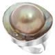 925 Silver Opulent Mabe Blister Pearl In Shell Sterling Us 7 Ring, 7/8"