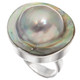 925 Silver Opulent Mabe Blister Pearl In Shell Sterling Us 7 Ring, 7/8"