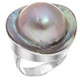925 Silver Opulent Mabe Blister Pearl In Shell Sterling Us 7 Ring, 7/8"