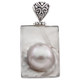 925 Silver White Oyster Blister Pearl Sterling Pendant, 1 9/16"