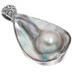 925 Silver Pear Mabe Blister Pearl Shell Sterling Pendant, 1 3/4"