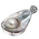 925 Silver Pear Mabe Blister Pearl Shell Sterling Pendant, 1 3/4"