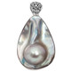 925 Silver Pear Mabe Blister Pearl Shell Sterling Pendant, 1 3/4"
