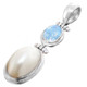 925 Silver Mabe Pearl Natural Opal Sterling Pendant, 1 3/4"