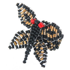 Us 7-11 Adjustable Handmade Butterfly Black Gold Seed Beads Fashion Ring, 1 3/4"