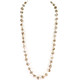 Handbeaded White Clear Brass-tone Glass Seed Beads Ball Long Necklace, 46"