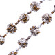Handbeaded White Clear Brass-tone Glass Seed Beads Ball Long Necklace, 46"