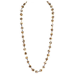 Handbeaded Beige Gold Peacock Brown Glass Seed Beads Ball Long Necklace, 46"