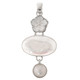 925 Silver Opal Titanium Druzy Drusy Mabe Pearl Flower Pendant, 2 7/16"