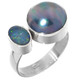 925 Silver Blue Mabe Ocean Cultured Pearl Australian Opal Sterling Sz 7 Ring