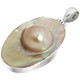 925 Silver Oval Mabe Blister Mother Of Pearl Shell Sterling Pendant, 2"