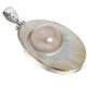 925 Silver Oval Mabe Blister Mother Of Pearl Shell Sterling Pendant, 2"