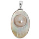925 Silver Oval Mabe Blister Mother Of Pearl Shell Sterling Pendant, 2"