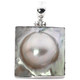 925 Silver Square Mabe Blister Pearl In Shell Sterling Pendant, 1 1/2"