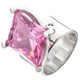 Playful Dangling 14mm Pink Quartz 925 Sterling Silver Ring