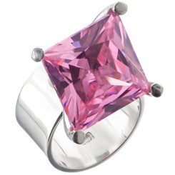 Playful Dangling 14mm Pink Quartz 925 Sterling Silver Ring