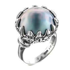 Flower Pacific Ocean Blue Mabe Pearl Sterling Silver Us 9 Ring